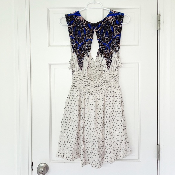 FREE PEOPLE Walking Through Dreams A-line dress size L white blue sleeveless - Picture 6 of 11